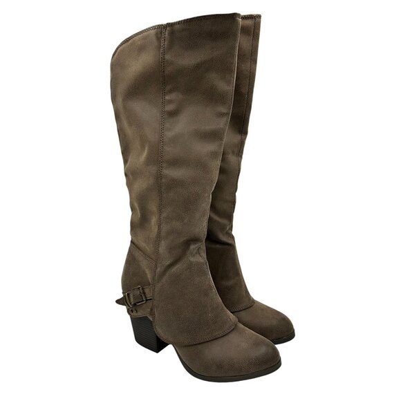 American Rag Shoes - American Rag Emilee Womens Knee-High Boots With Buckle Size 10M Brown Block Heel